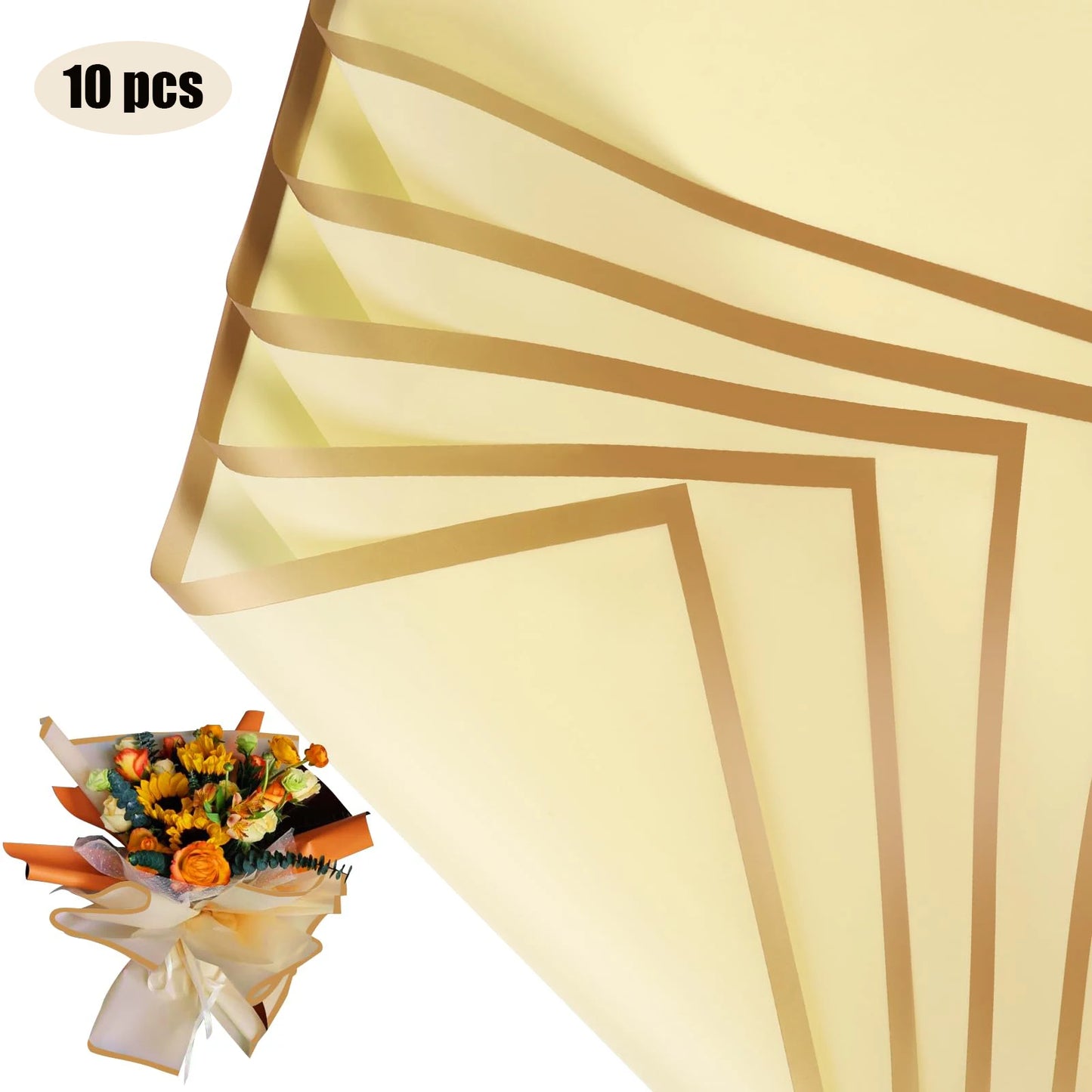 Flower Wrapping Paper with Golden Edges