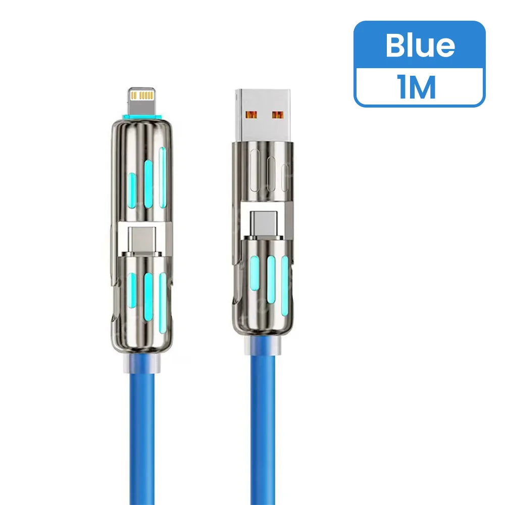 240W 4 in 1 Fast Charging Cable USB-A/USB-C to Type-C & Lightning