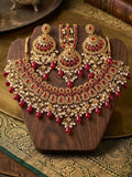 Kundan & Maroon Bead Necklace Set