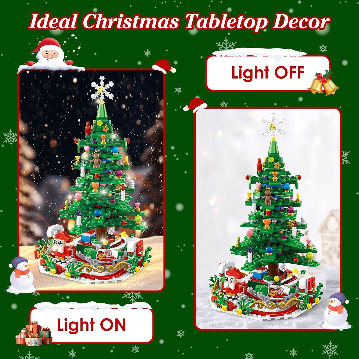 Christmas Tree Building Blocks with LED & Advent Calendar