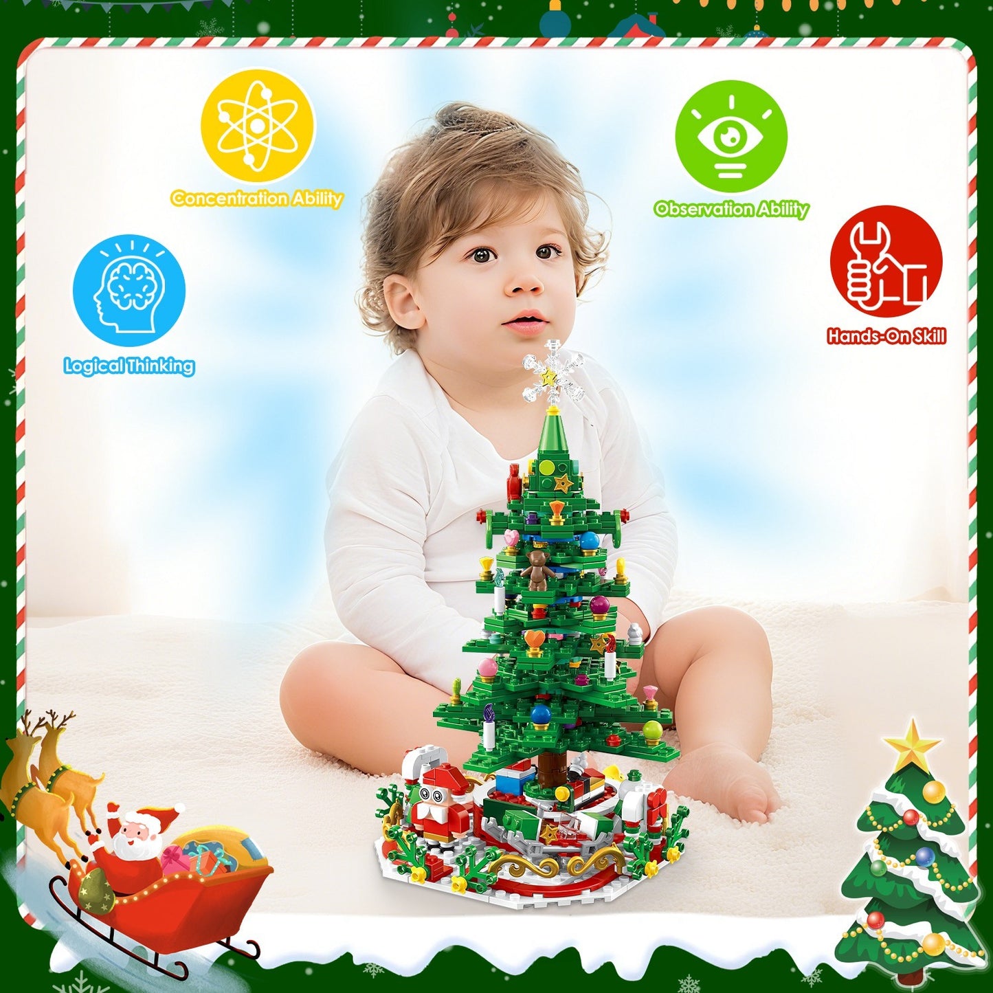 Christmas Tree Building Blocks with LED & Advent Calendar