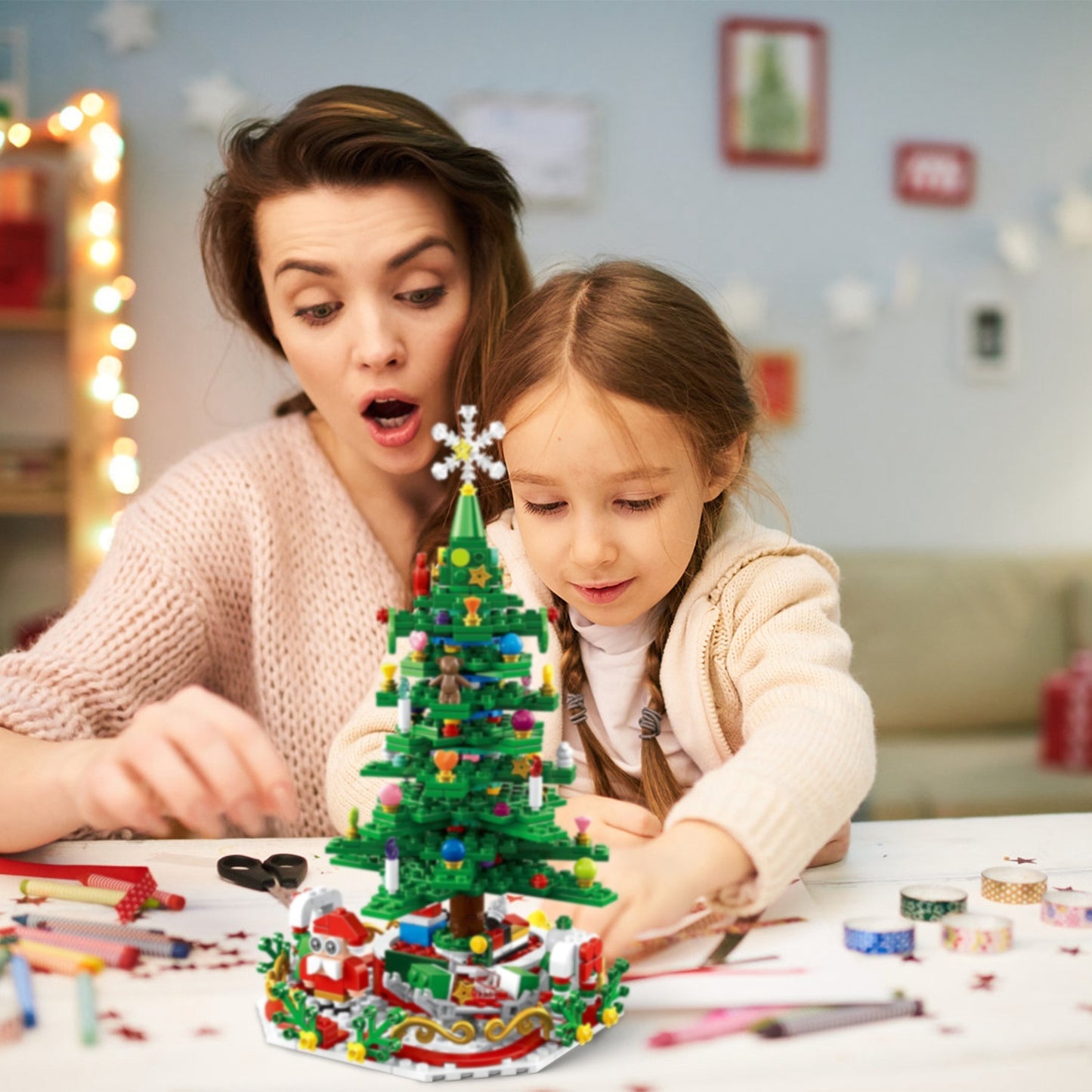 Christmas Tree Building Blocks with LED & Advent Calendar