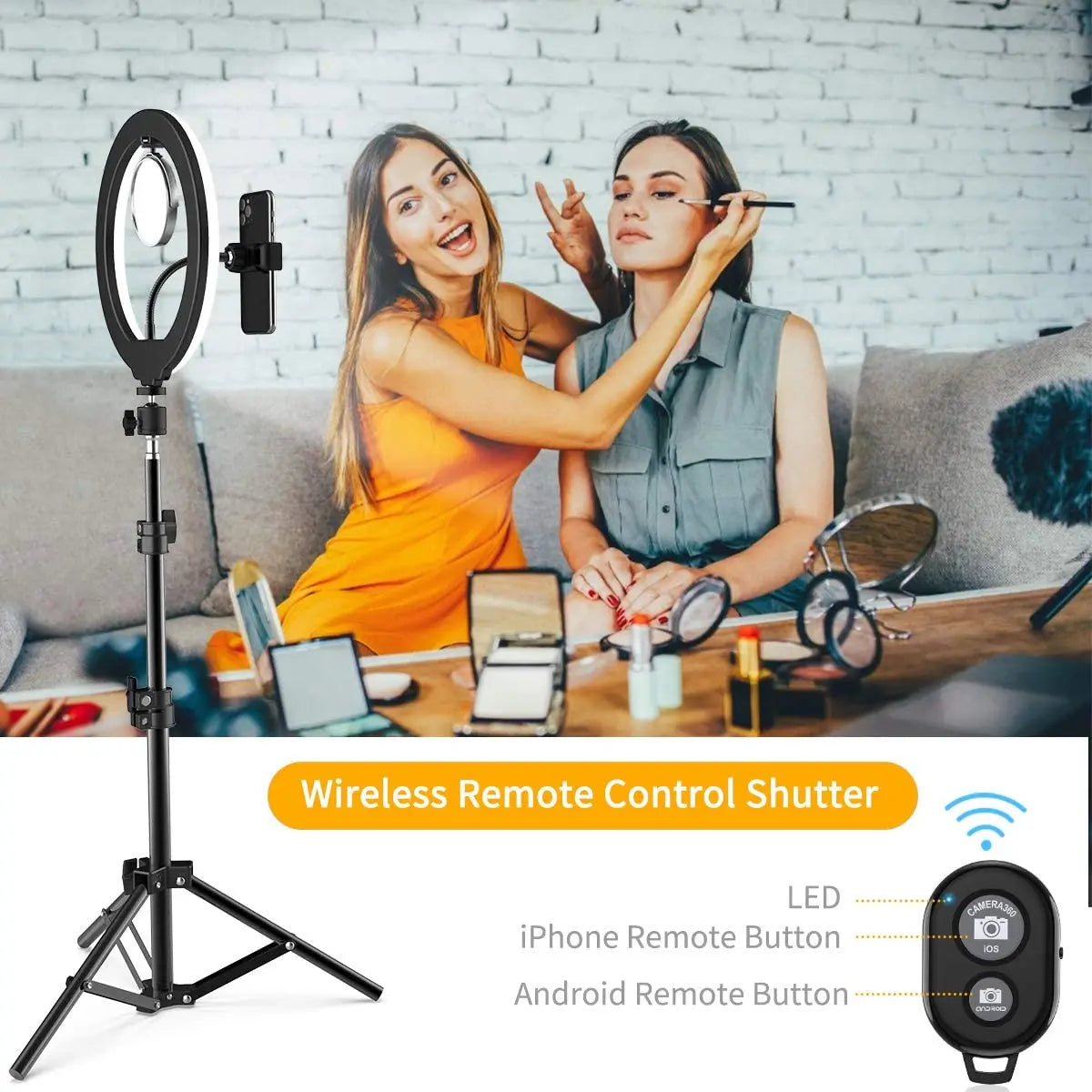 LED Selfie Ring Lamp with Phone Holder Tripod