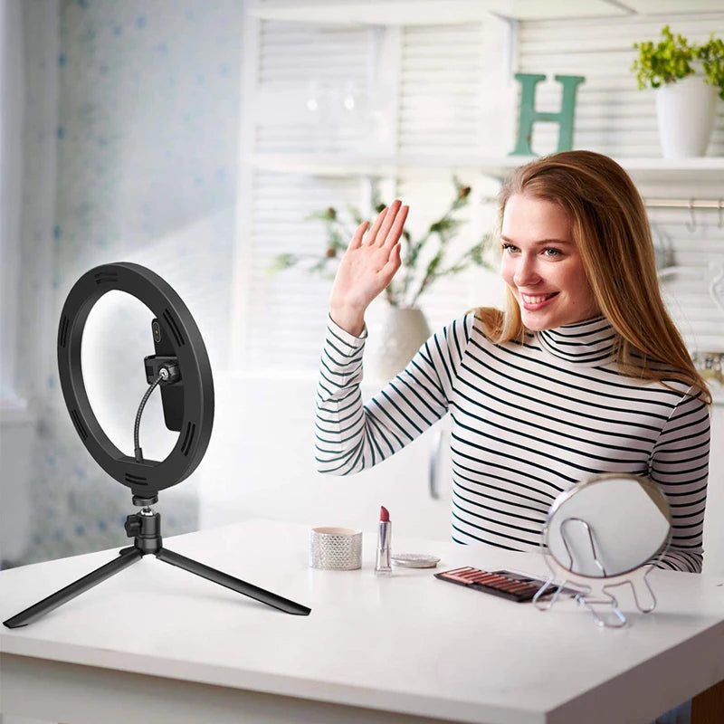LED Selfie Ring Lamp with Phone Holder Tripod