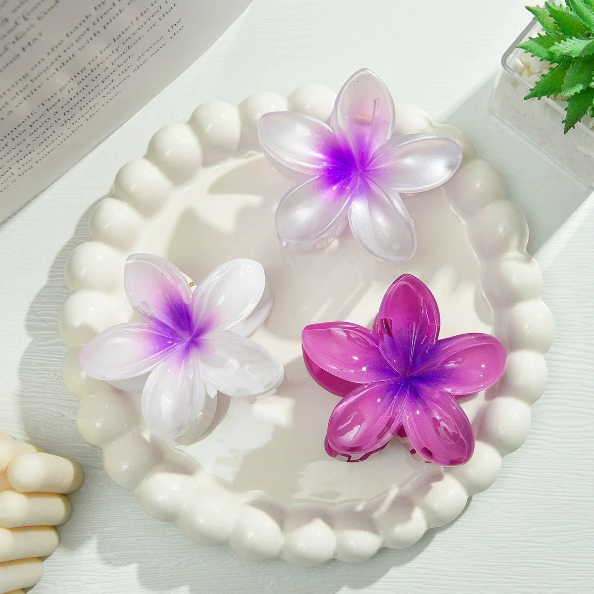 Gradient Flower Hair Clips