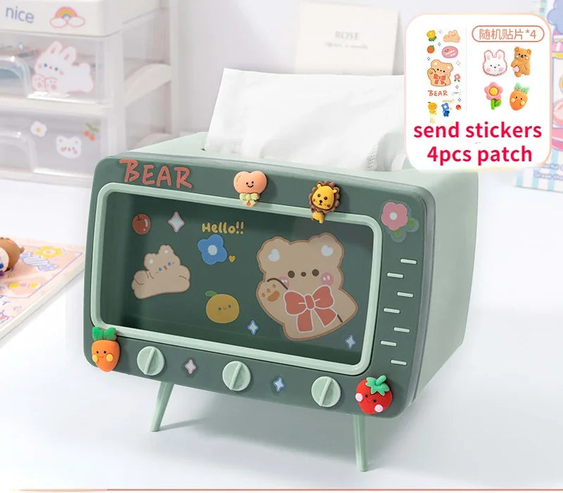 TV Tissue Box Holder with Phone Stand