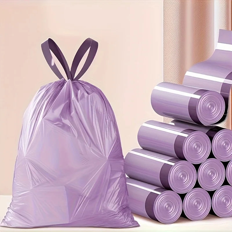 Purple Drawstring Disposable Trash Bags 100 Pack