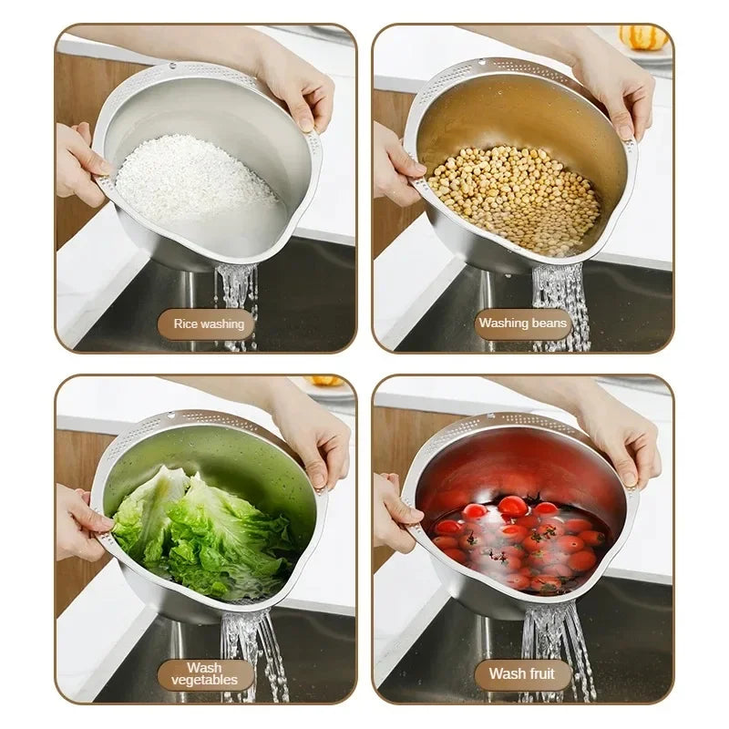 Rice Washer Strainer Bowl