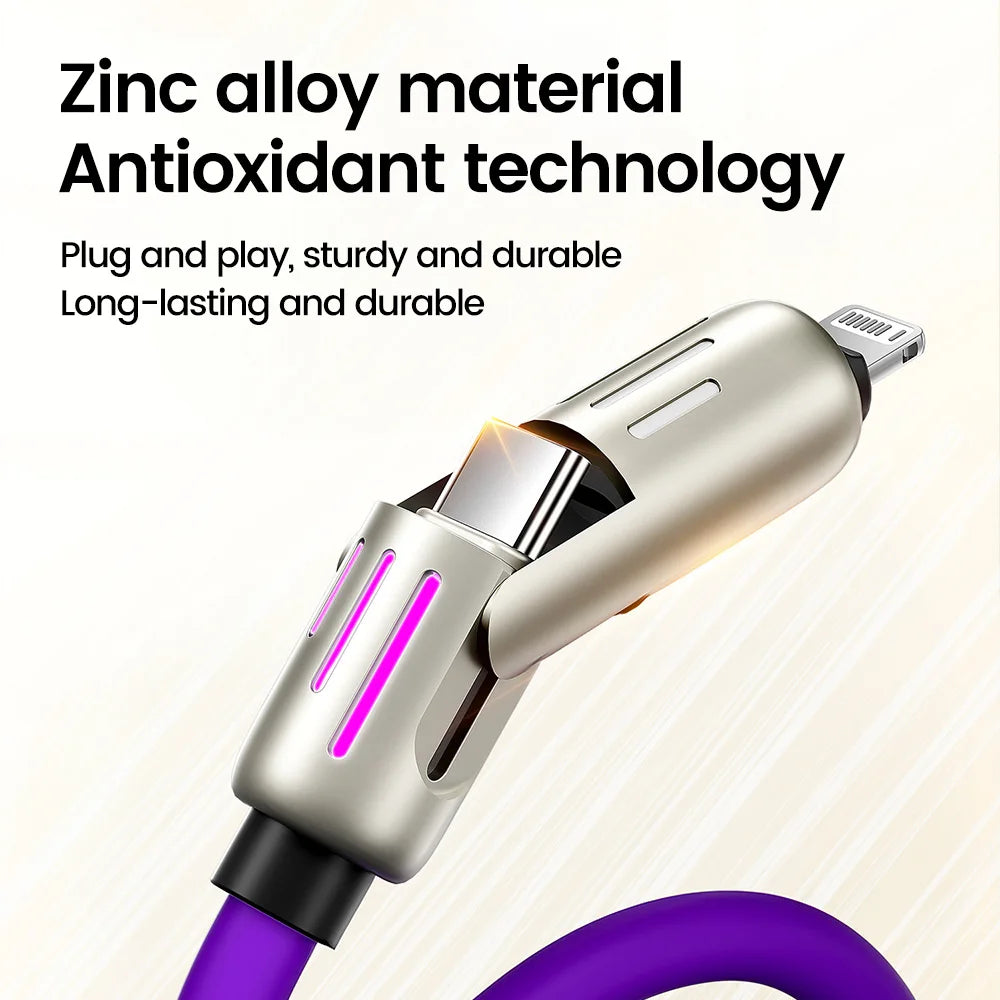 240W 4 in 1 Fast Charging Cable USB-A/USB-C to Type-C & Lightning