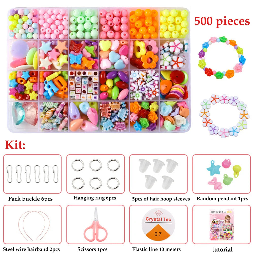 500pcs DIY Beaded Bracelet & Necklace Craft Set