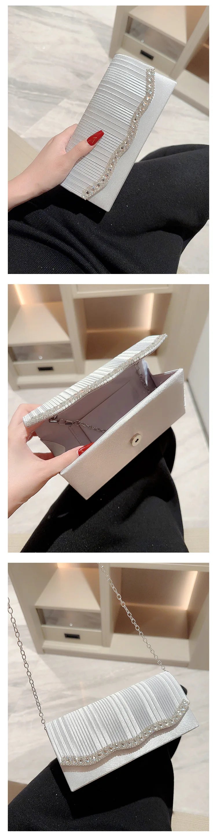 Silver Clutch Evening Bag