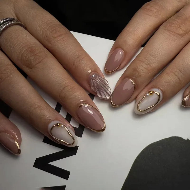 Textured 3D Metallic French Manicure Press-On Nails