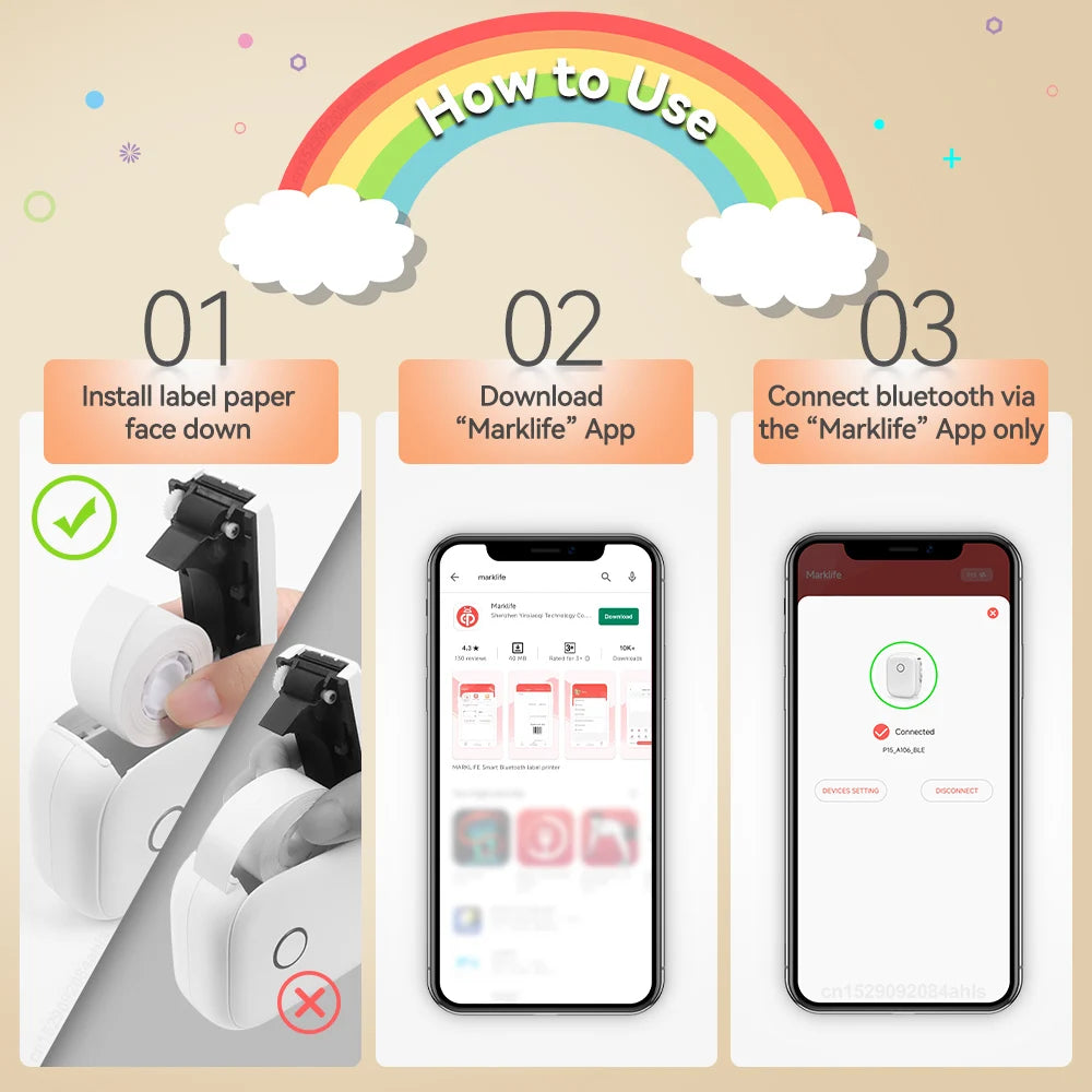 Portable P12 Mini Label Printer