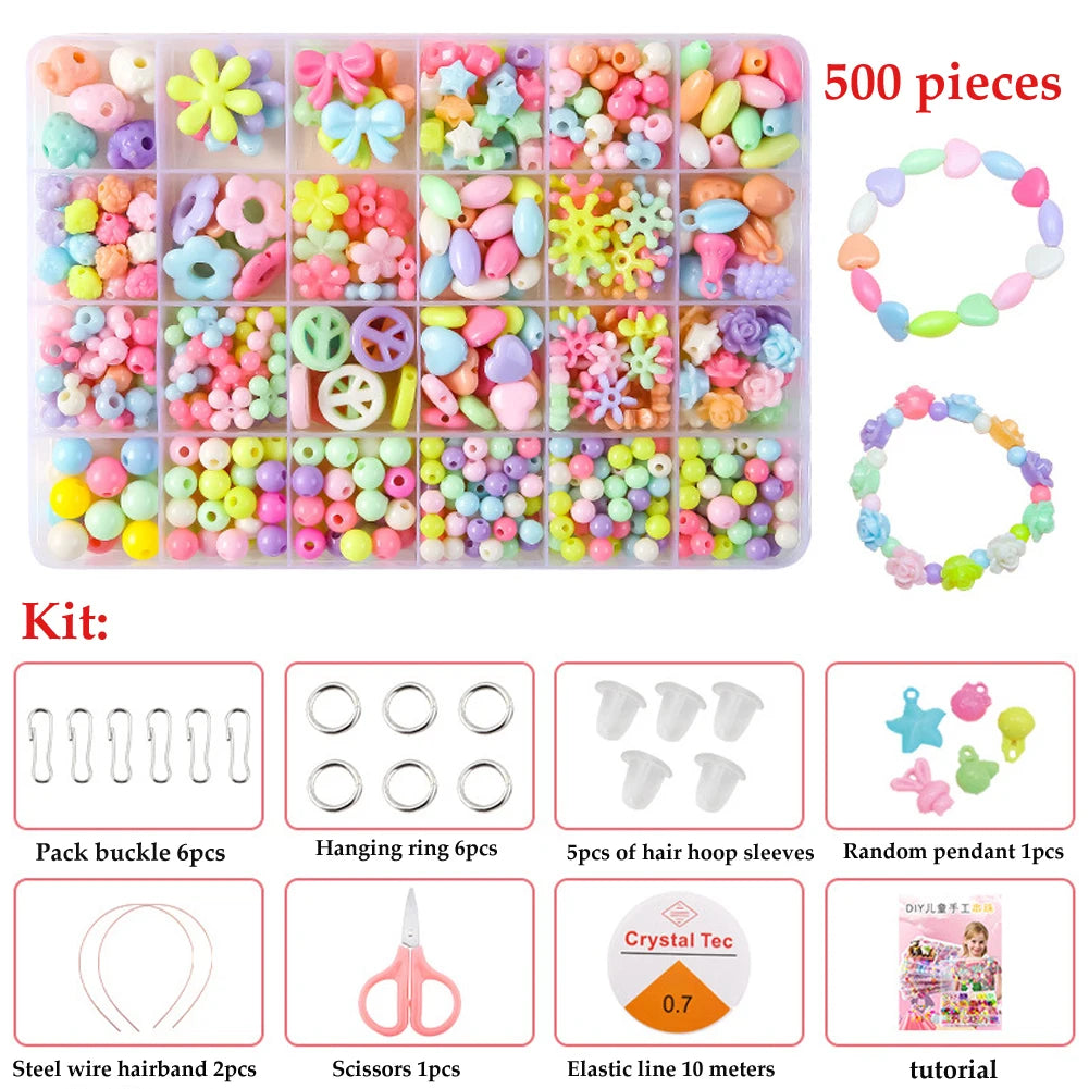 500pcs DIY Beaded Bracelet & Necklace Craft Set
