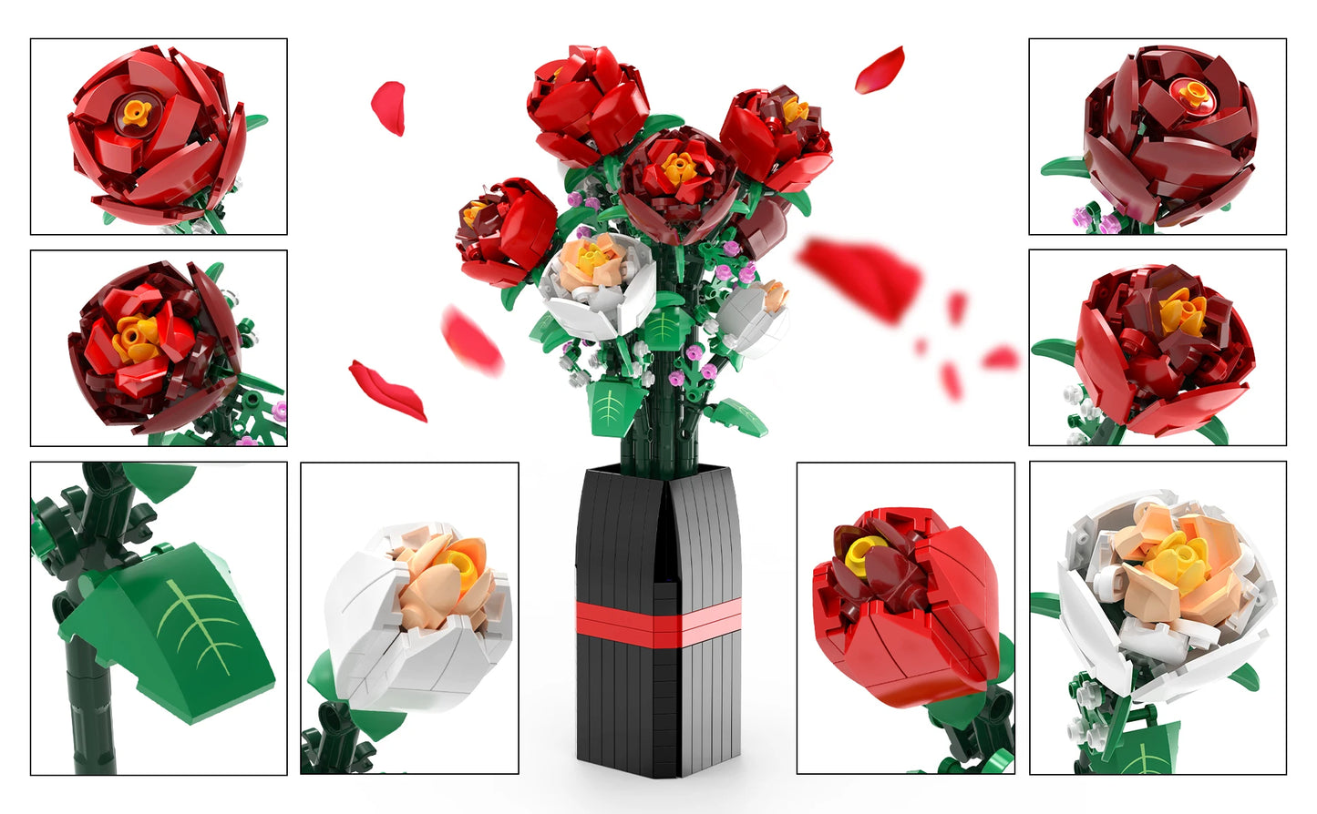 Rose Flower Bouquet Building Set