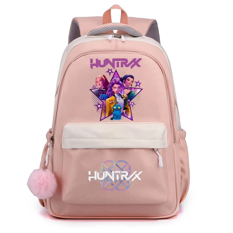 Trendy 2025 KPop Movie Print Backpack for Girls & Boys