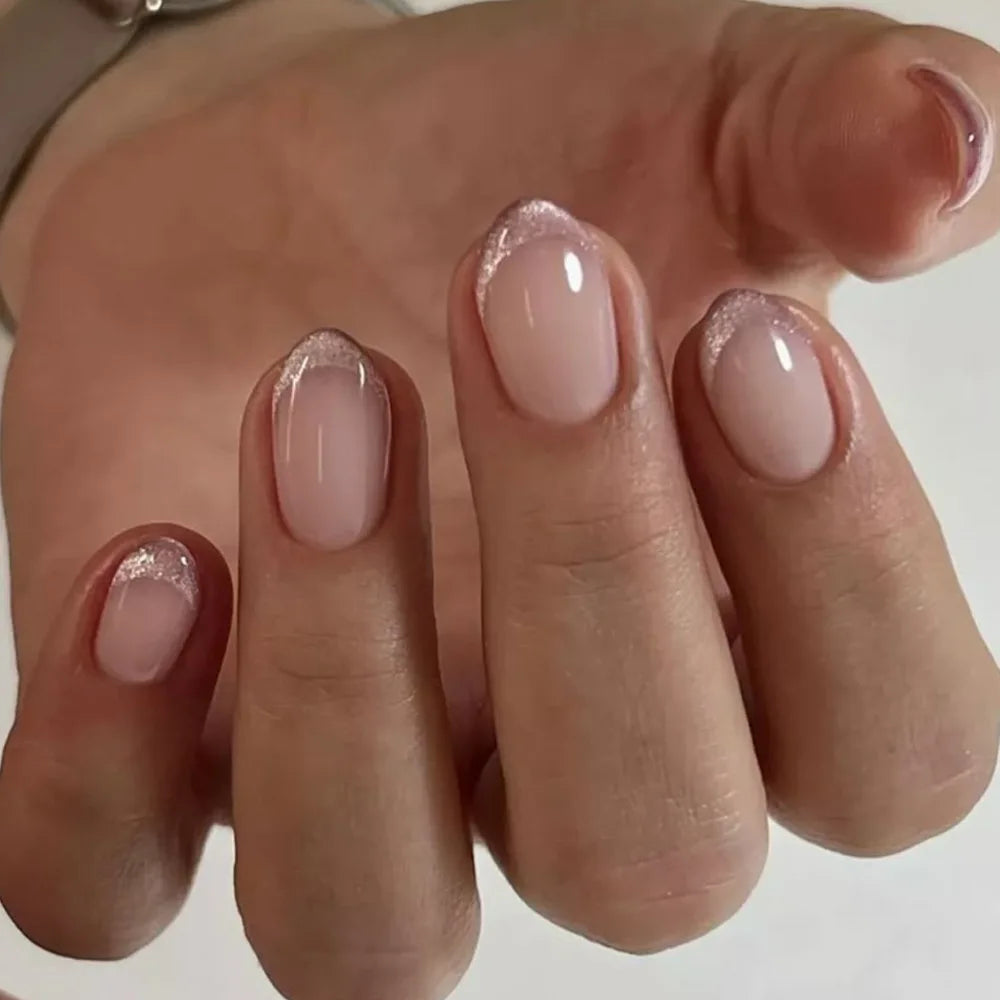 Textured 3D Metallic French Manicure Press-On Nails