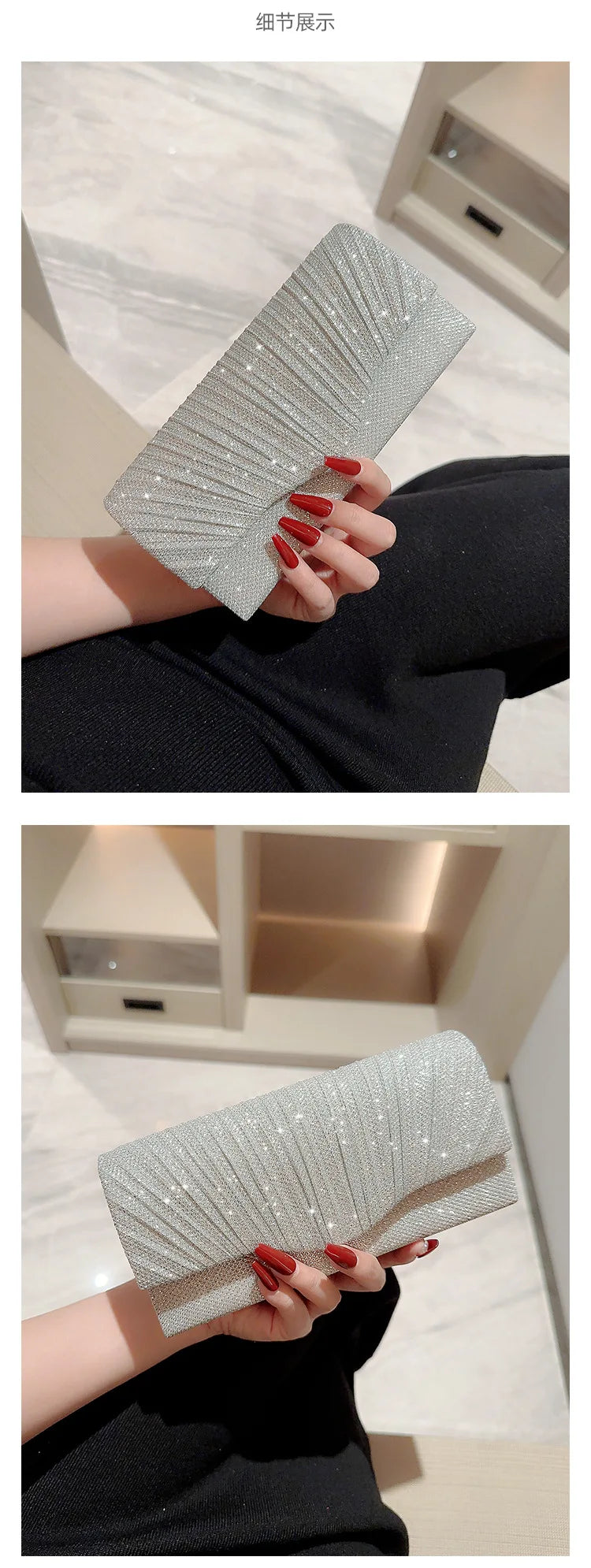 Silver Clutch Evening Bag