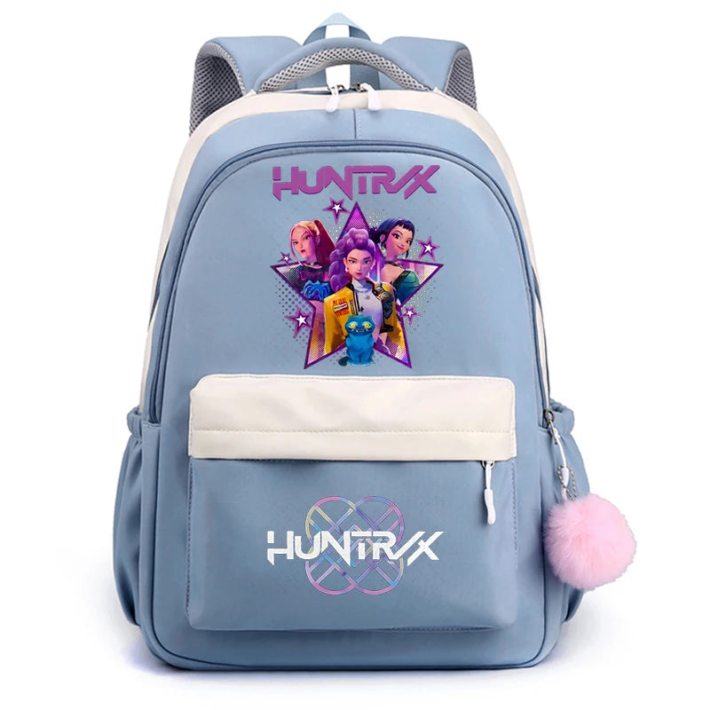Trendy 2025 KPop Movie Print Backpack for Girls & Boys