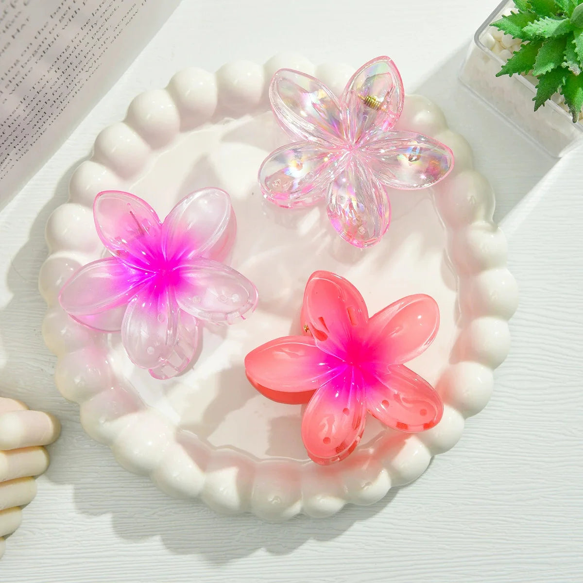Gradient Flower Hair Clips
