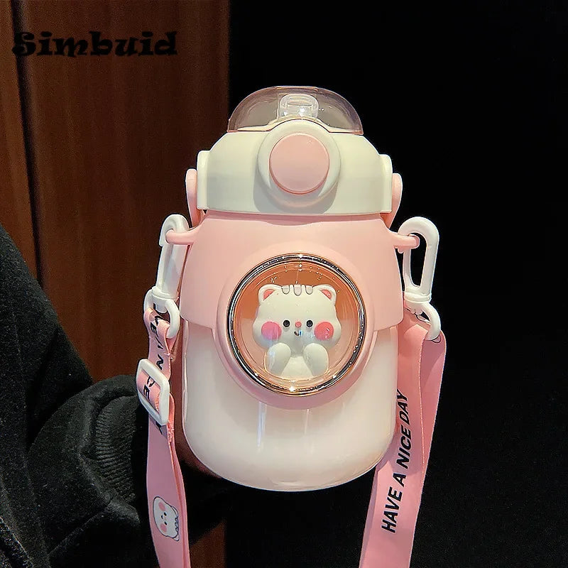 Cute Kids Water Bottles With Straw