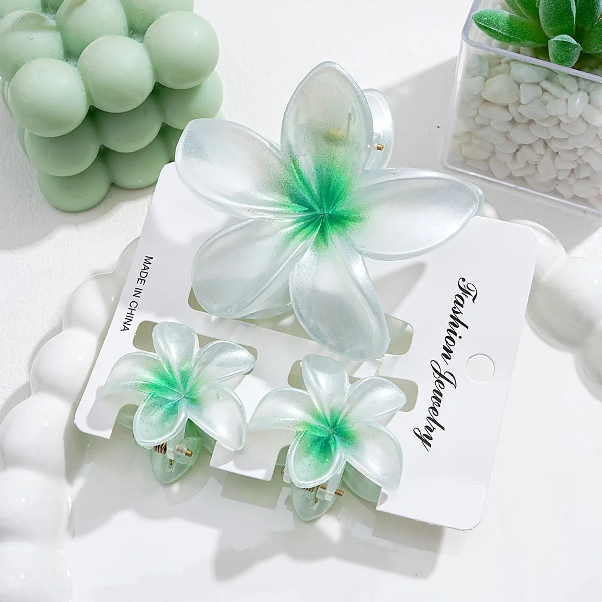 Gradient Flower Hair Clips