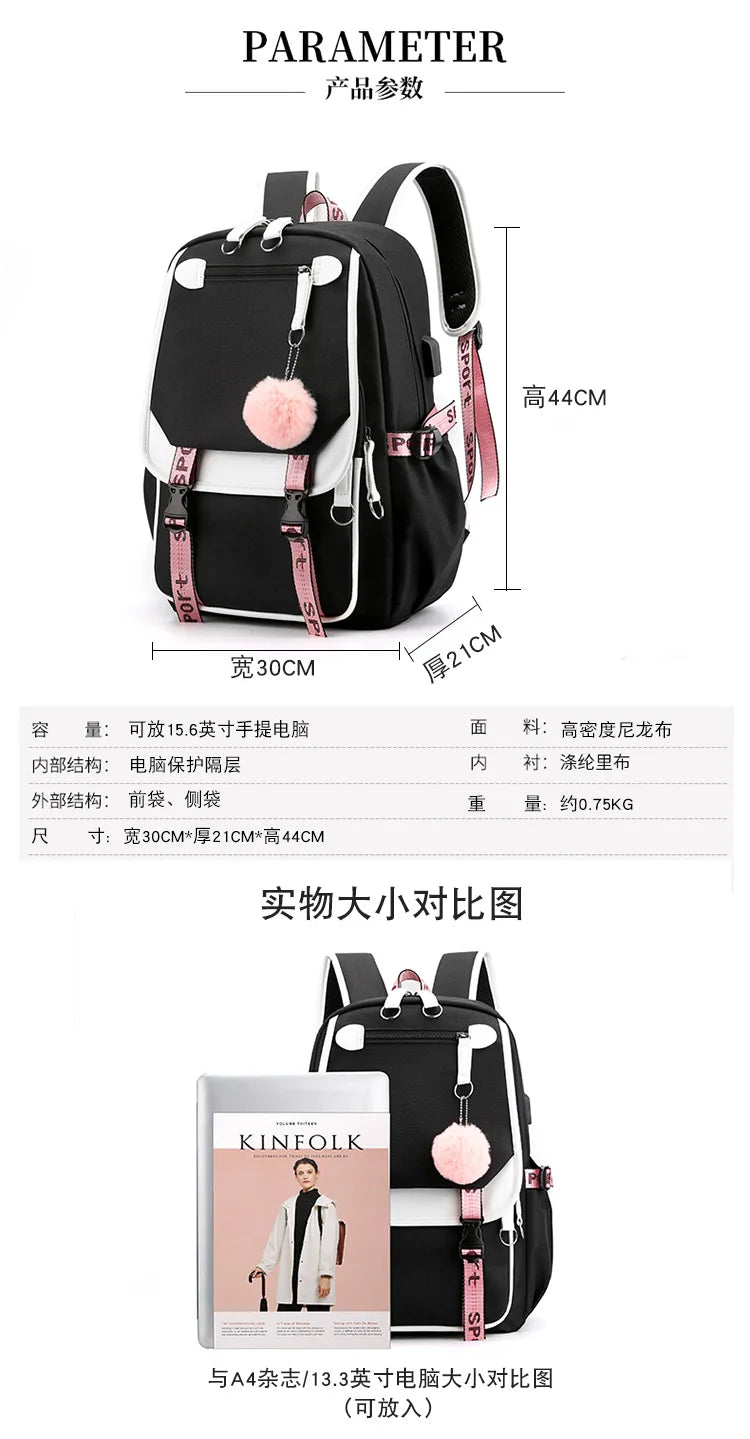 Trendy 2025 KPop Movie Print Backpack for Girls & Boys
