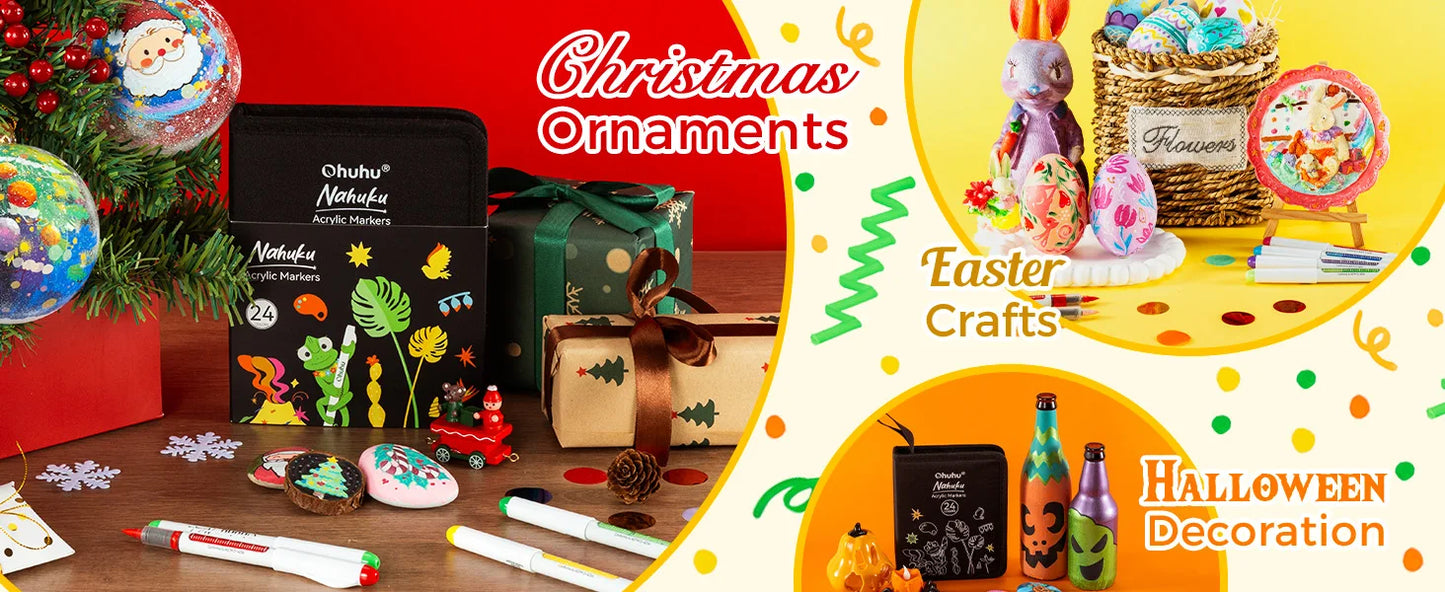 Ohuhu 24-Color Acrylic Paint Markers