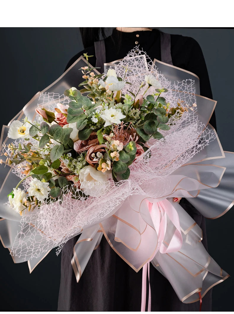 Flower Wrapping Paper with Golden Edges