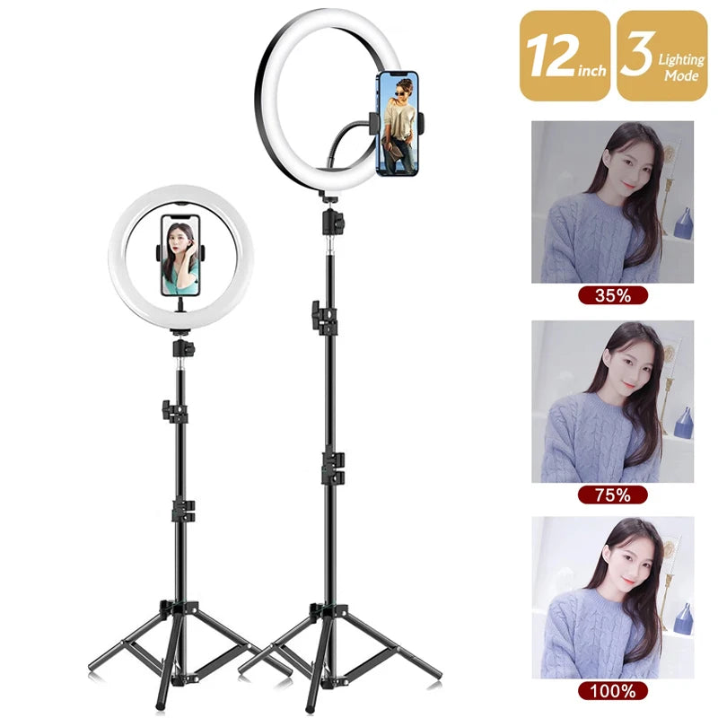 LED Selfie Ring Lamp with Phone Holder Tripod
