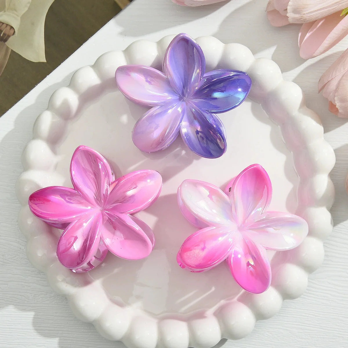Gradient Flower Hair Clips