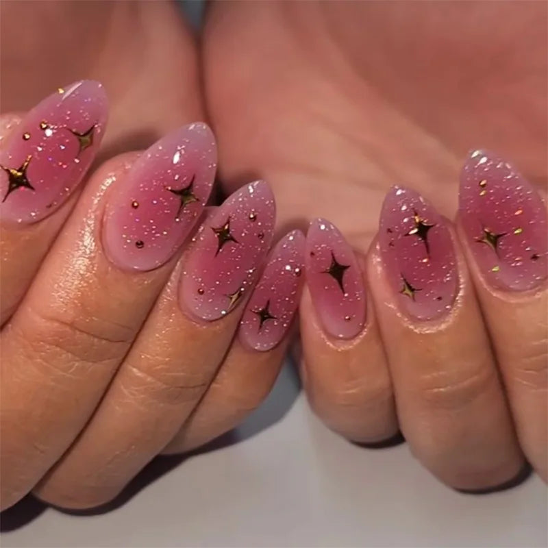 Textured 3D Metallic French Manicure Press-On Nails