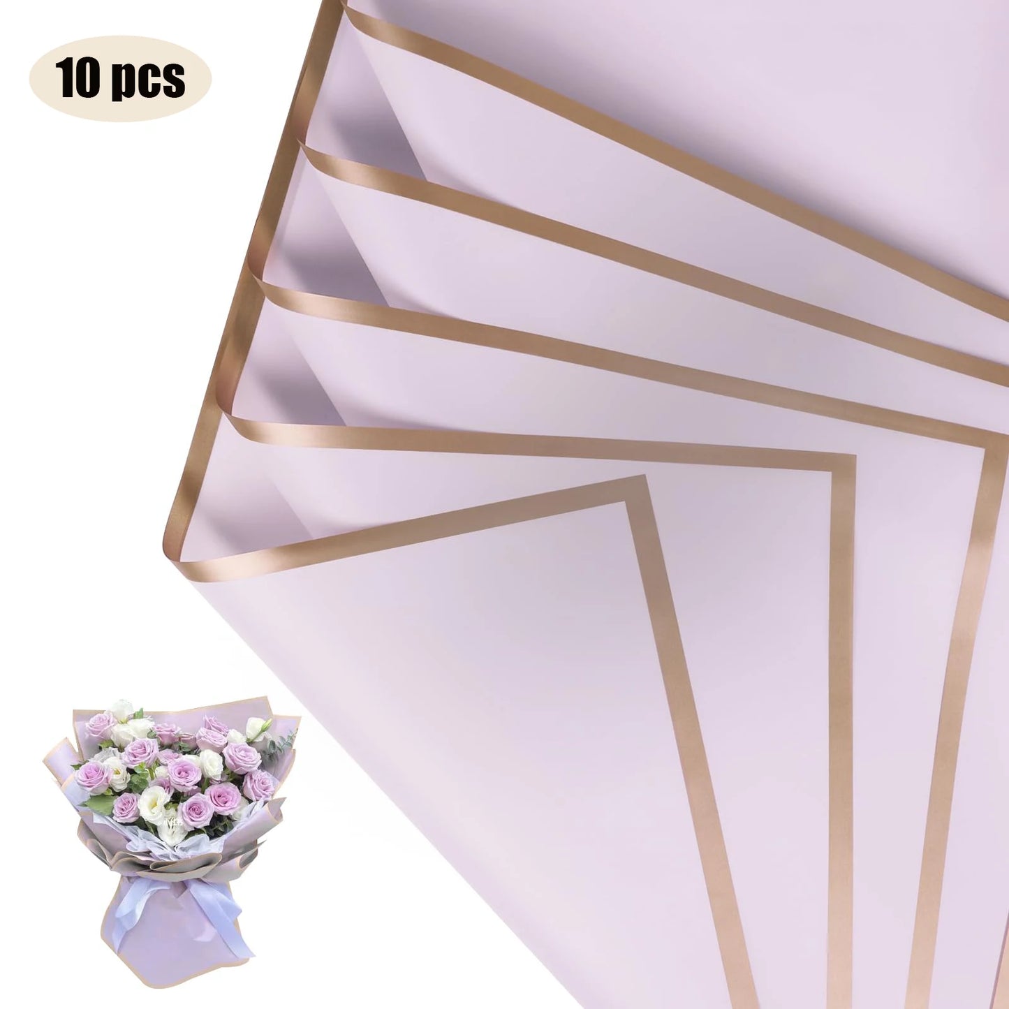 Flower Wrapping Paper with Golden Edges