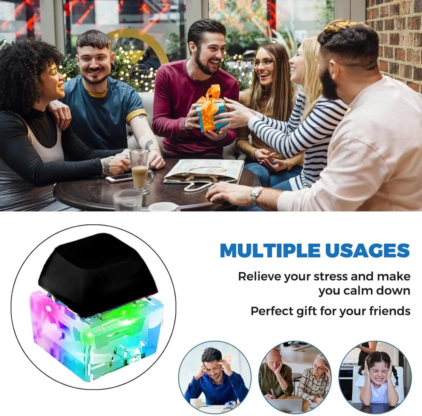 LED Keyboard Fidget Keychain