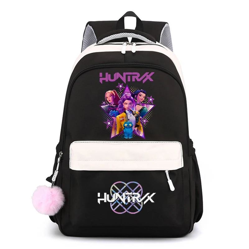 Trendy 2025 KPop Movie Print Backpack for Girls & Boys