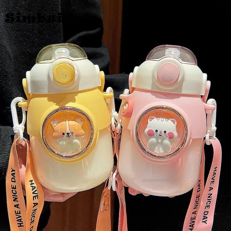 Cute Kids Water Bottles With Straw