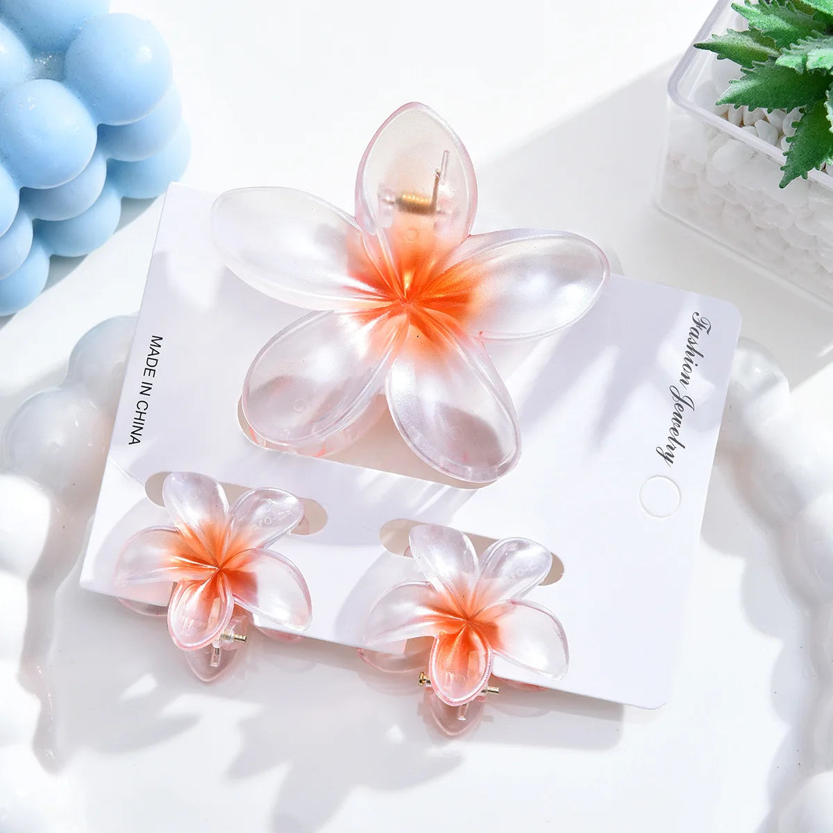 Gradient Flower Hair Clips