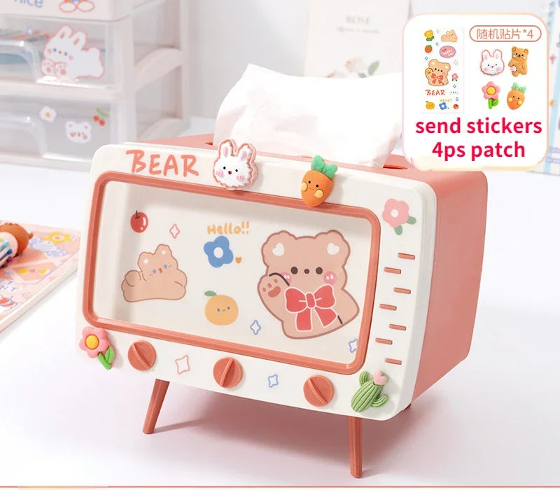 TV Tissue Box Holder with Phone Stand