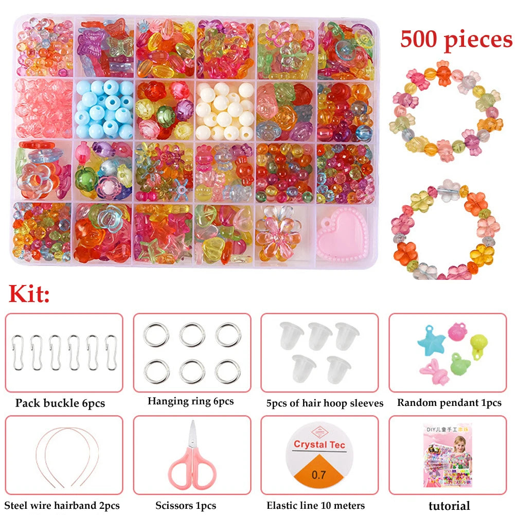 500pcs DIY Beaded Bracelet & Necklace Craft Set
