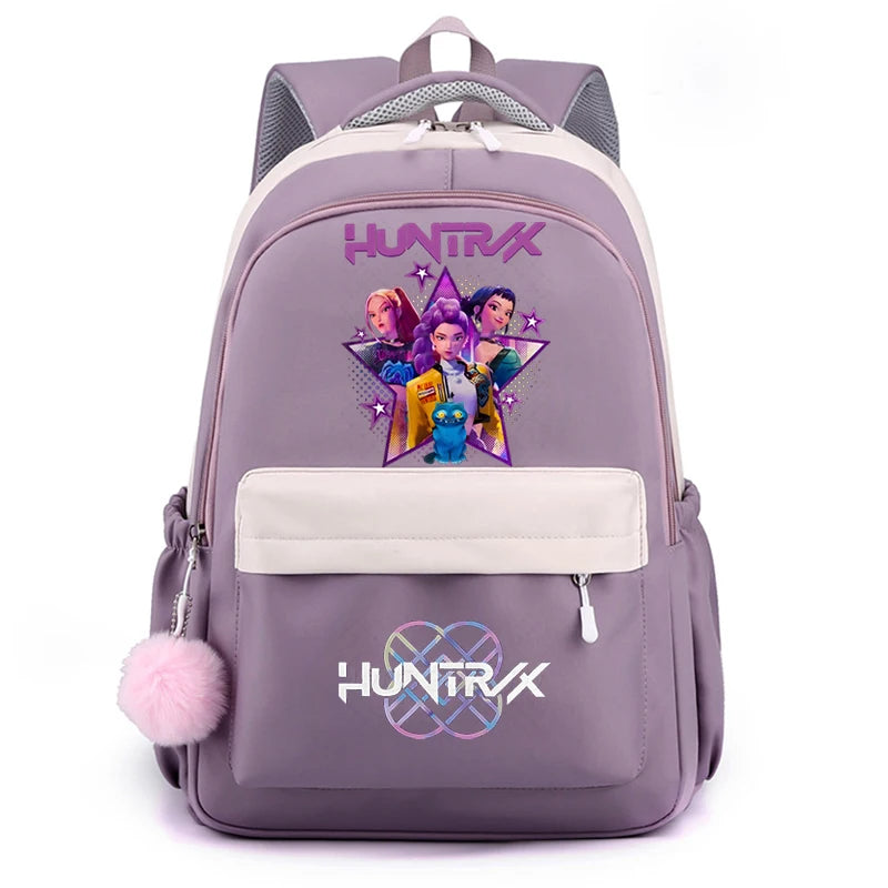 Trendy 2025 KPop Movie Print Backpack for Girls & Boys
