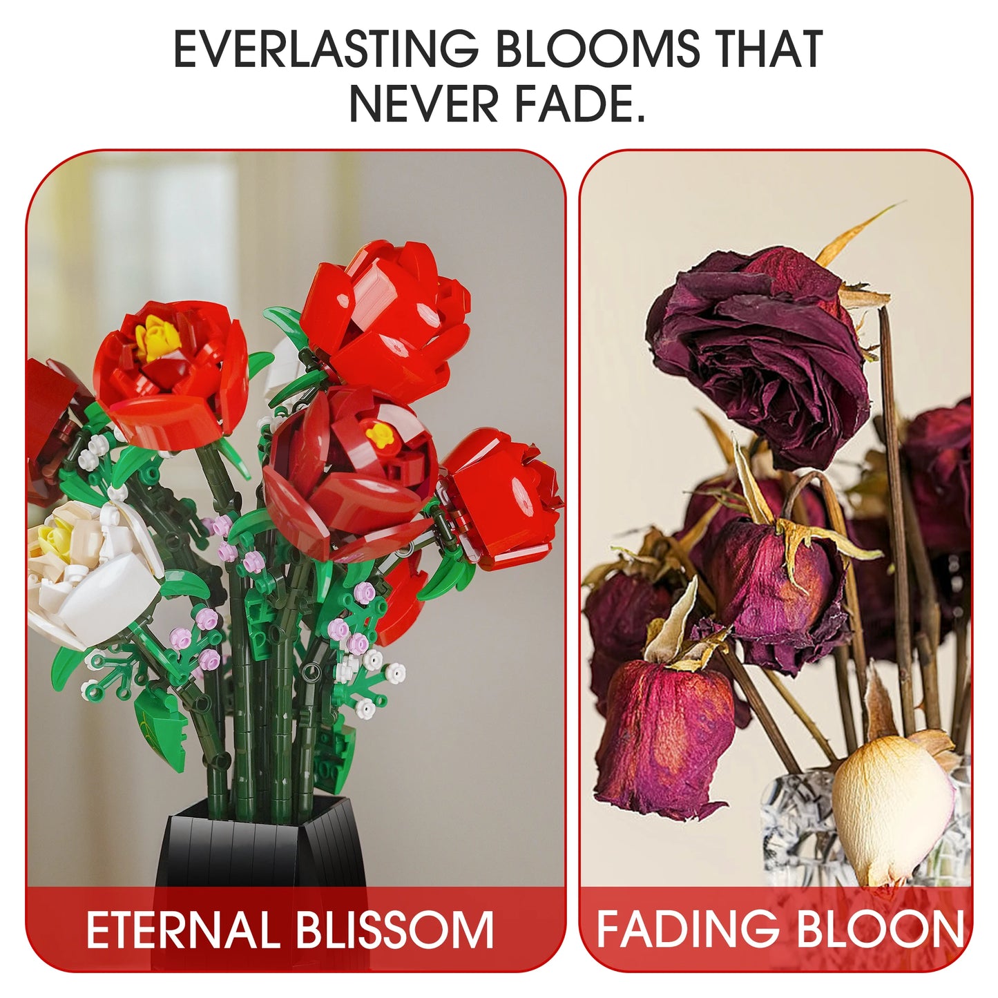 Rose Flower Bouquet Building Set