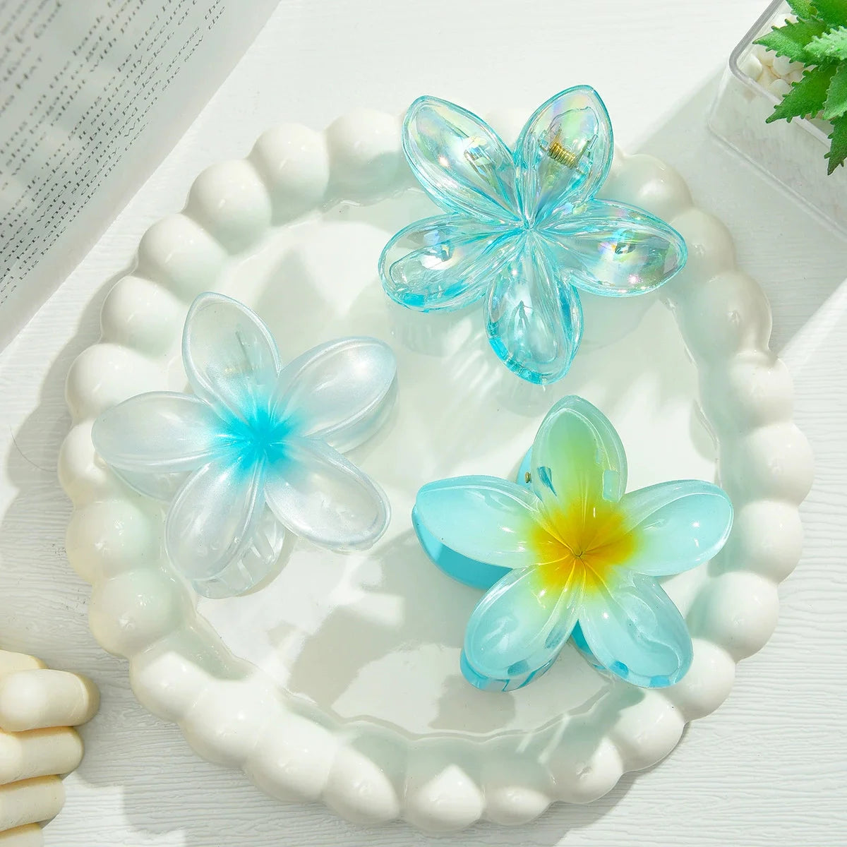 Gradient Flower Hair Clips