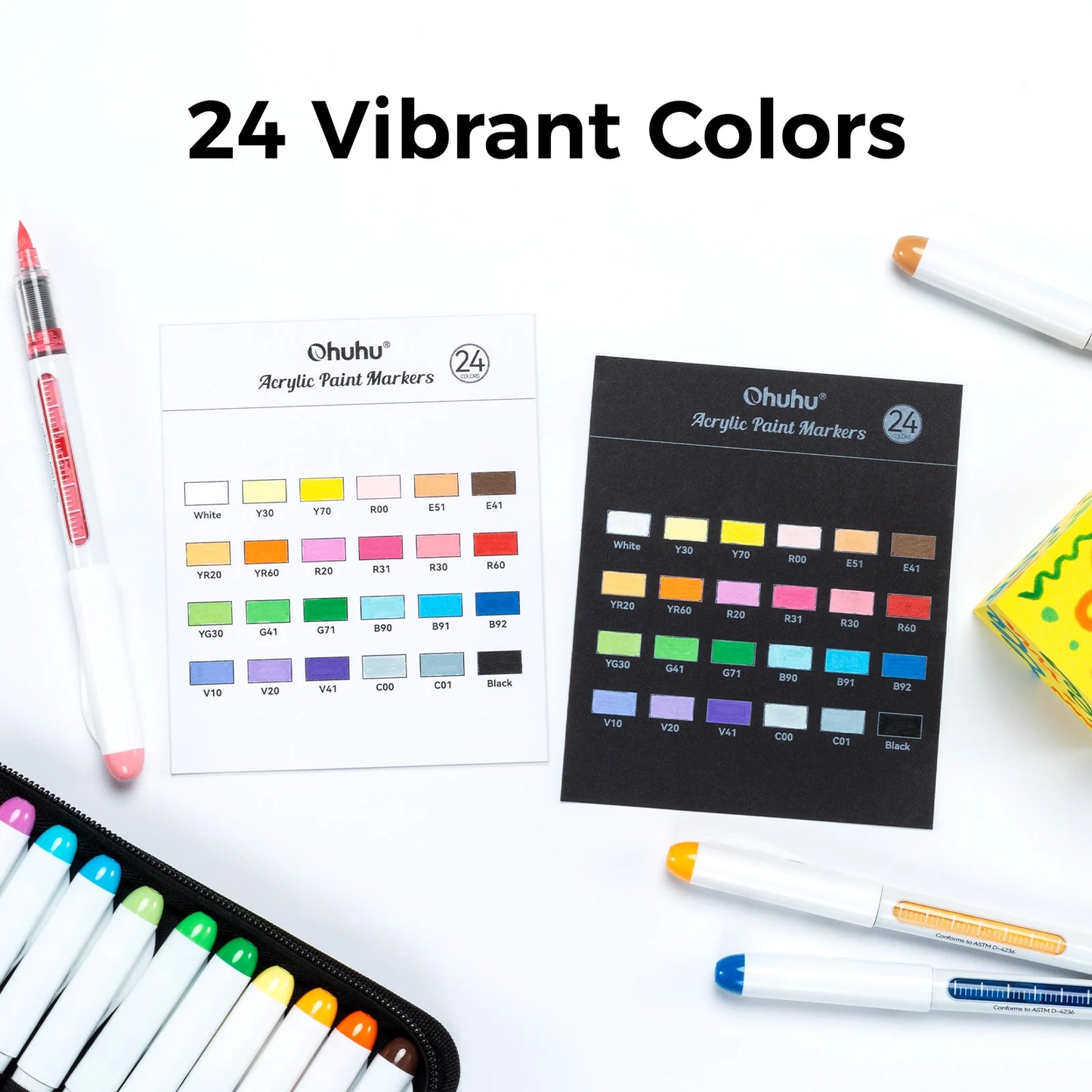 Ohuhu 24-Color Acrylic Paint Markers