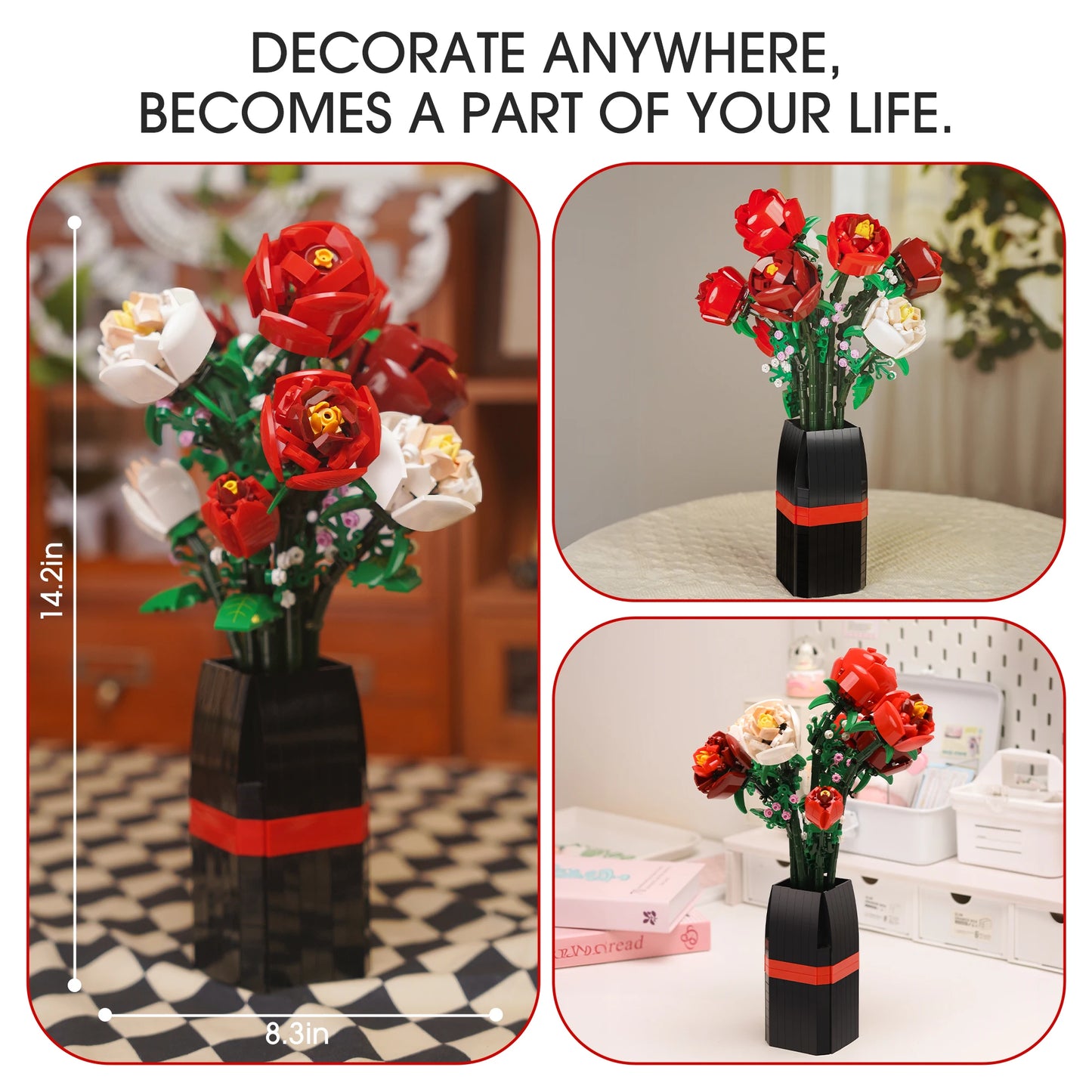 Rose Flower Bouquet Building Set