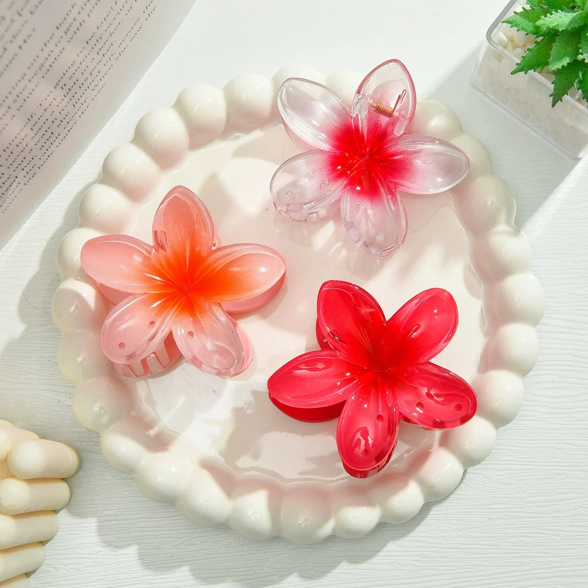 Gradient Flower Hair Clips