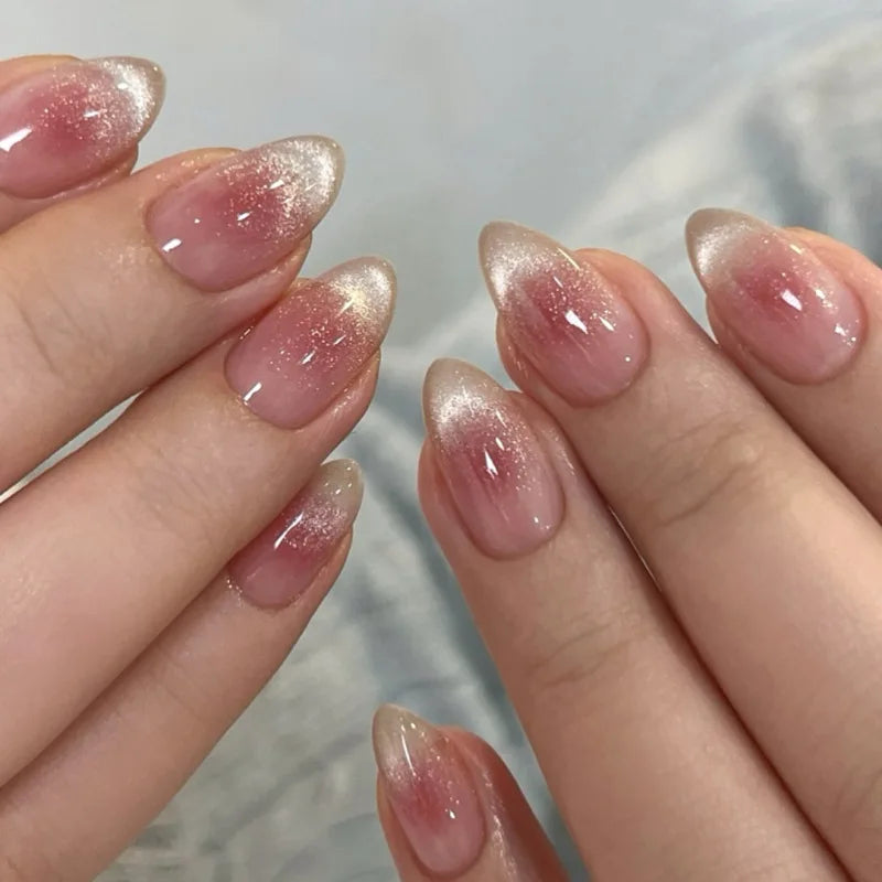 Textured 3D Metallic French Manicure Press-On Nails