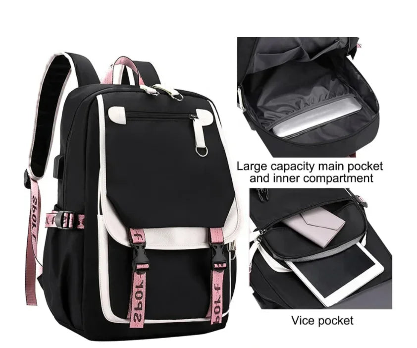 Trendy 2025 KPop Movie Print Backpack for Girls & Boys