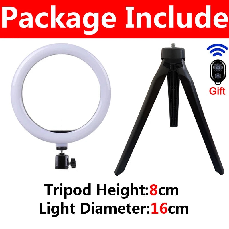 LED Selfie Ring Lamp with Phone Holder Tripod