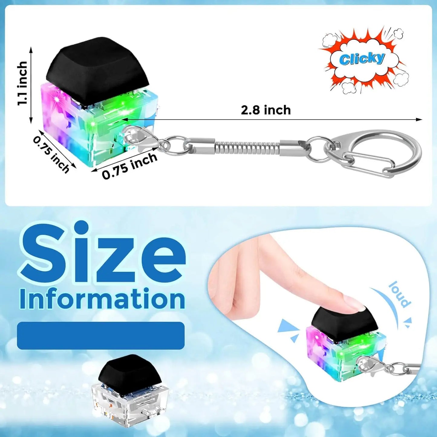 LED Keyboard Fidget Keychain