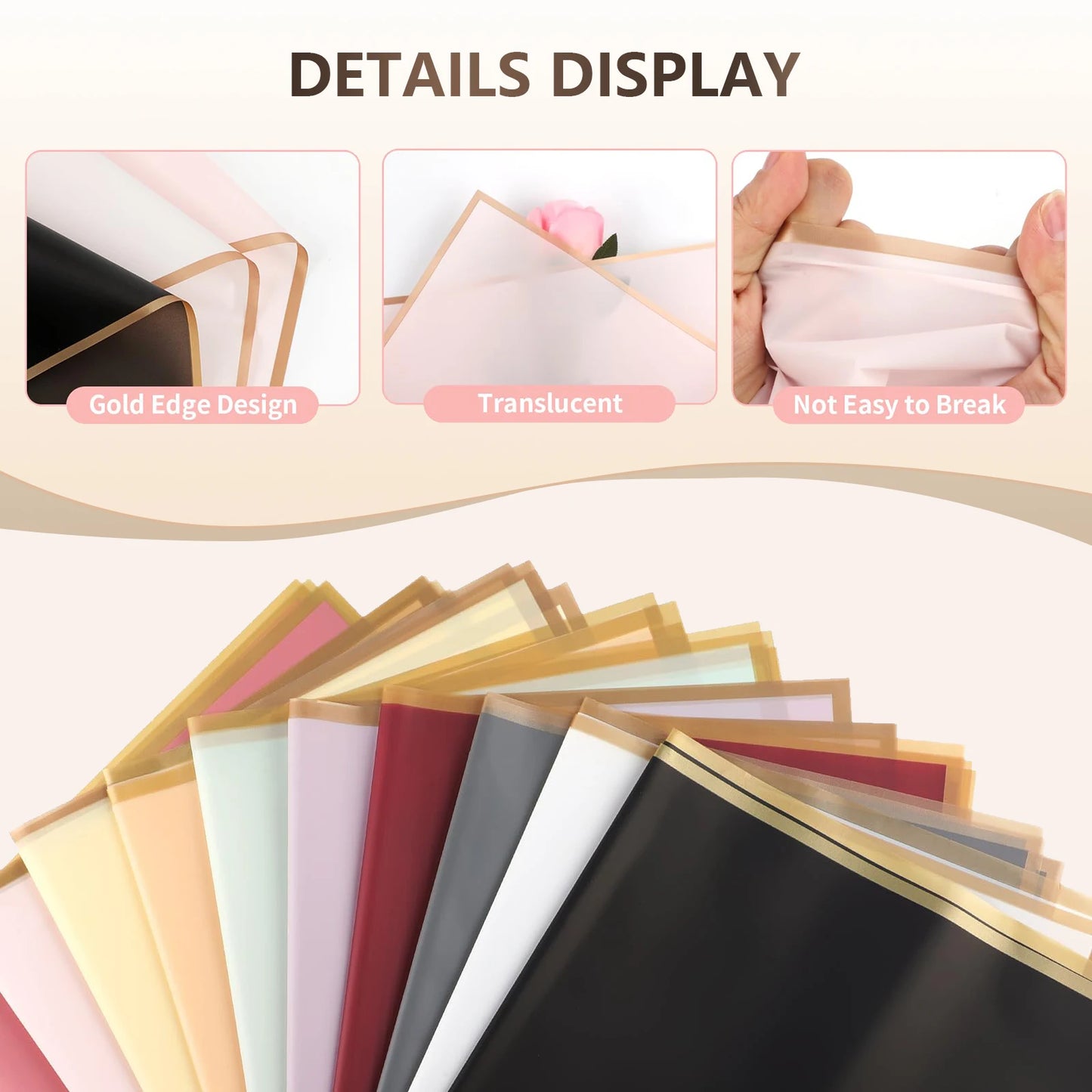 Flower Wrapping Paper with Golden Edges